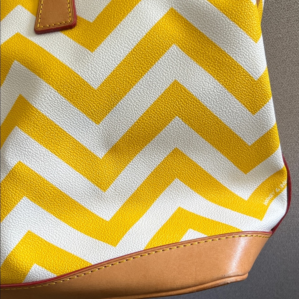 Dooney & Bourke Yellow and White Chevron Tote - Picture 4 of 16